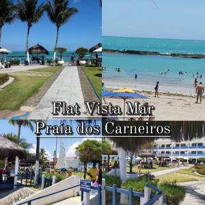 a collage of photos of a beach and the ocean at FLATS VISTA MAR e FRENTE MAR NA PRAIA DOS CARNEIROS in Praia dos Carneiros