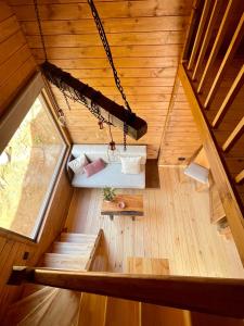 an overhead view of a room in a tree house at Mountain Eco Shelter 3 in Corujeira de Dentro