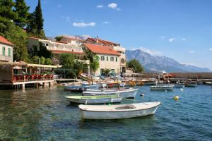 a group of boats are docked in a harbor at Apartments by the sea Pisak, Omis - 1070 in Mimice