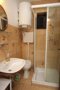 a bathroom with a toilet and a shower and a sink at Apartments by the sea Mudri Dolac, Hvar - 4042 in Vrbanj