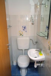 ein Badezimmer mit Toilette und Waschbecken in der Unterkunft Seaside house for families with children Cove Tvrdni Dolac, Hvar - 2057 in Gdinj