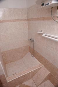 a bathroom with a shower with a tiled shower at Studio Zubovici 4065a in Zubovići