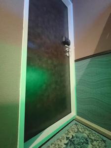 a room with a door with a green wall at 誠家　MAKOTO HOSTEL in Tokyo