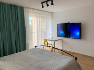 En eller flere senger på et rom på Spa Druskininkai Apartment