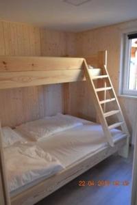 - un lit superposé avec une échelle dans une chambre dans l'établissement Laguna, à Rusinowo