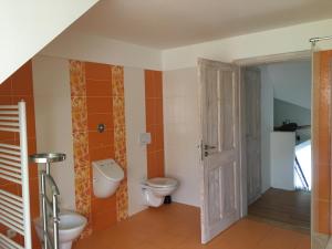 łazienka z toaletą i umywalką w obiekcie Ubytování Husova 842 w mieście Turnov