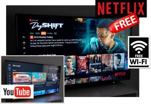 a tv screen with a netflix website on it at Coral Apartment La Cala Beach in La Cala de Mijas