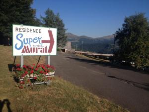 a sign on the side of a road with flowers at Duplex Superbe Vue Montagne in La Bourboule +7 photos