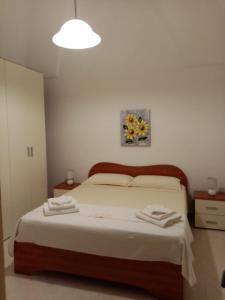 潘泰萊里亞的住宿－LA CASA DI TITTA，一间卧室配有一张床,上面有两条毛巾