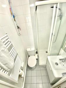 a bathroom with a toilet and a shower and a sink at Studio Bonne Nouvelle in Paris