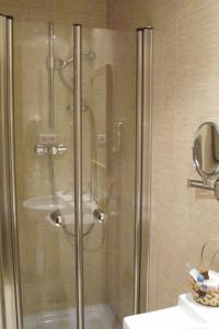 a shower with a glass door in a bathroom at TCH Hotel in Lorquí