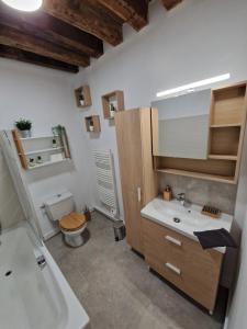 a bathroom with a sink and a toilet at Le Saint Jean et son parking privée in Blois +28 photos