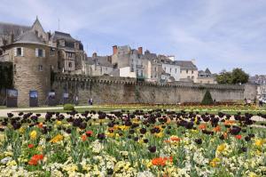 een bloemenveld voor een kasteel bij L'Eden in Vannes