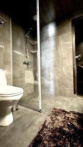 ルカにあるRuka Chalet Petit Oliverのバスルーム(シャワー、トイレ付)、