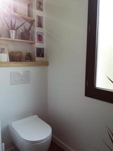 a bathroom with a white toilet and a window at Chez Jo chambre d'hôtes in Montastruc-la-Conseillère
