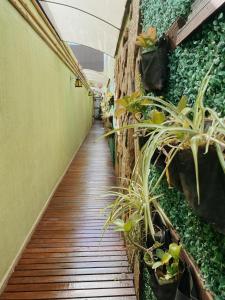 una pasarela con plantas al lado de un edificio en Garden Loft en Rosario