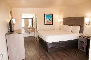 une chambre d'hôtel avec un lit et une télévision dans l'établissement Exacta Inn, à Minden