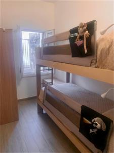 羅迪－加爾加尼科的住宿－Casa Vacanze "Tramonto sul mare"，一间卧室设有两张双层床和一扇窗户。