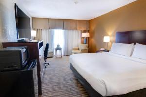 a hotel room with a bed and a television at Holiday Inn St. Petersburg N - Clearwater by IHG in Clearwater