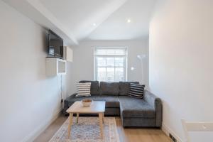 a living room with a couch and a table at Marylebone Gloucester Place Apartments in London