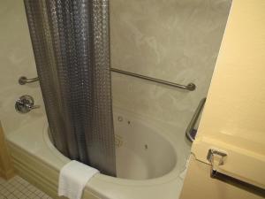 a bathroom with a shower with a shower curtain at FIRST WESTERN INN in Caseyville