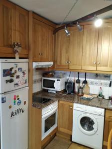 a kitchen with a white refrigerator and a dishwasher at Apartamento en escarrilla, sallent de gallego in Sallent de Gállego