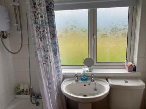 bagno con finestra, lavandino e servizi igienici di Timmy’s in Toome a Toome