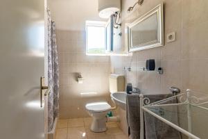 a bathroom with a toilet and a sink and a window at Apartments by the sea Cove Pokrivenik, Hvar - 4604 in Gdinj