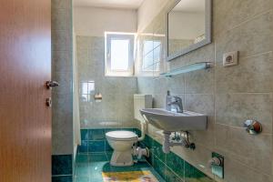 a bathroom with a toilet and a sink and a mirror at Apartments by the sea Cove Pokrivenik, Hvar - 4604 in Gdinj
