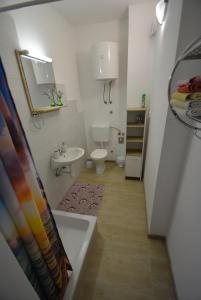 a small bathroom with a sink and a toilet at Apartments by the sea Kozino, Zadar - 5893 in Kožino