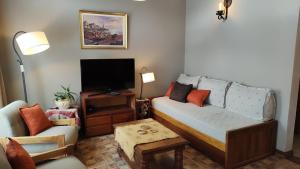 sala de estar con sofá y TV en Casita Cavok en San Carlos de Bariloche