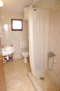 a bathroom with a shower and a toilet and a sink at Apartments by the sea Karbuni, Korcula - 4465 in Prizba