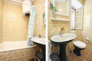 two pictures of a bathroom with a sink and a toilet at Seaside holiday house Orebic, Peljesac - 4569 in Orebić
