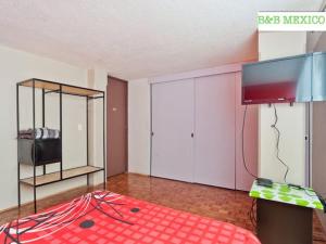 TV a/nebo společenská místnost v ubytování B&B México Roma Norte