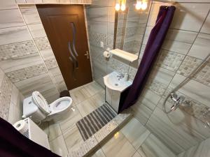 - une salle de bains avec toilettes et lavabo dans l'établissement Casa Barkov, à Barcani