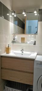 a bathroom with a sink and a mirror at Cocon - 2pers - parking - aéroport - MEET in Blagnac