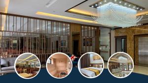 a collage of photos of a living room with mirrors at Emma Hotel in Ha Long