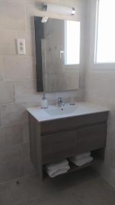 La salle de bains est pourvue d'un lavabo et d'un miroir. dans l'établissement Les Bosquets JOLY, à Montauroux