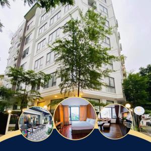 un edificio con un albero di fronte di Hana Stay Trần Quốc Hoàn a Hanoi