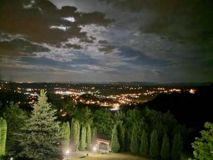 a view of a city at night with trees at Kuća za odmor Magdalena&V in Krapina