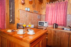 Η κουζίνα ή μικρή κουζίνα στο Cabañas Pista Uno Ski Village