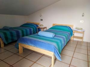 two beds sitting next to each other in a room at RESIDENZA GATTO SILVESTRO A 2 MINUTI DAL MARE E DALLA FIERA in Rimini