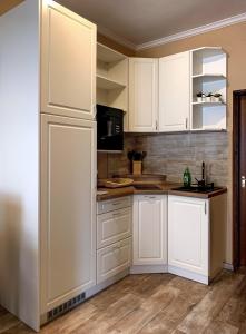 A kitchen or kitchenette at Hanna Apartman