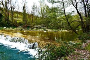 a river with a small waterfall in a forest at Casa Vacanze da Paola in Colli al Volturno