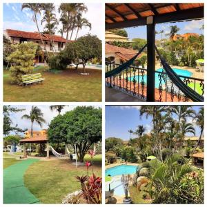 a collage of four pictures of a resort at Pousada Chez Moi in Cabo Frio