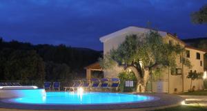 マリーナ・ディ・カメロータにあるResidence Torre Delle Violeの夜の家の前のプール