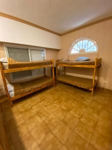 a room with two bunk beds and a window at OLO Hostel in Santa Fe