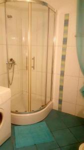 a bathroom with a shower and a green floor at Apartments with a parking space Novi Vinodolski - 7503 in Novi Vinodolski