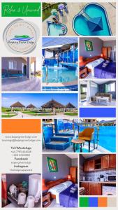 a collage of pictures of a resort with a pool at Bojang River Lodge in Bakau