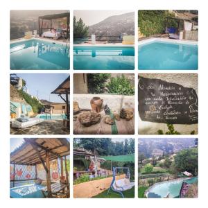 un collage de fotos de una piscina en "Casa Ibero" Bubion, Alojamiento Turistico Rural, en Bubión